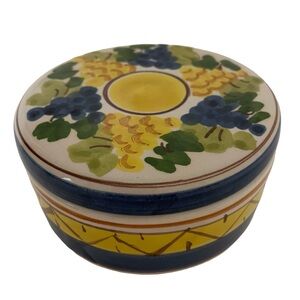 Vintage 90s Handmade Italian Ceramic Small Trinket Box Artist Stamped